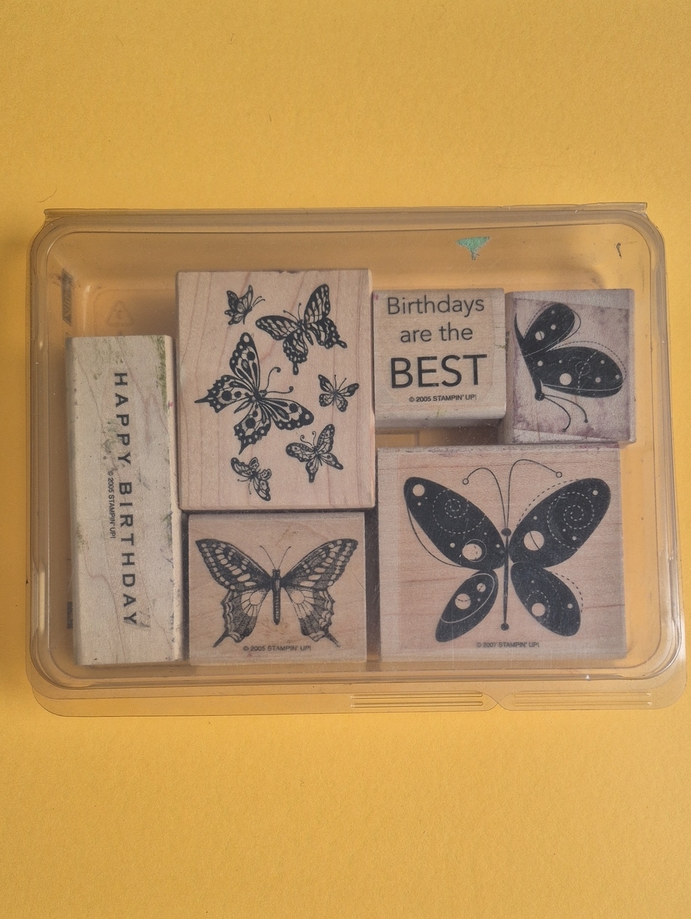 Stampin' Up! Butterfly and Birthday Wood-Mount Stamps - Black